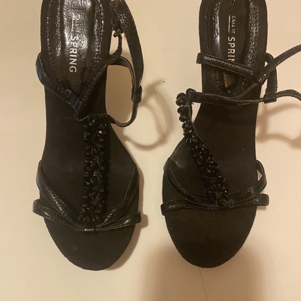 Black beaded heels
